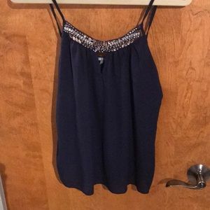 Women’s blue partly sequined tank top